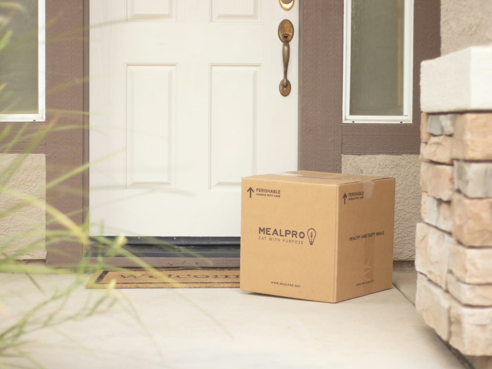 A parcel left at a front door